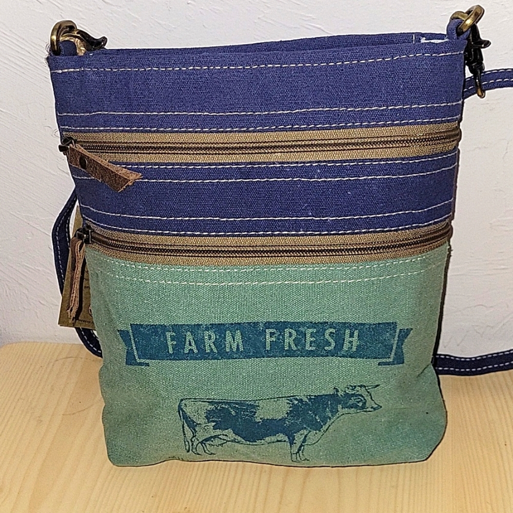 Vintage repurpose Army tents and tarps purse. Leather too.